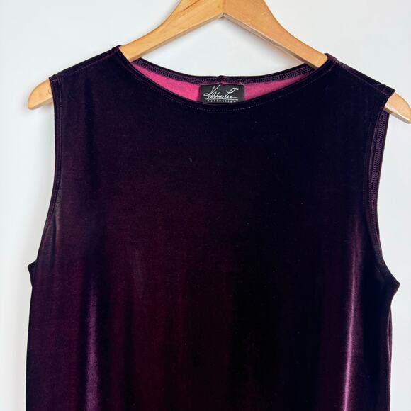 KATHIE LEE Velvet Maxi Dress Burgundy Red Ombre Sleeveless Size Medium Y2K - Picture 2 of 8